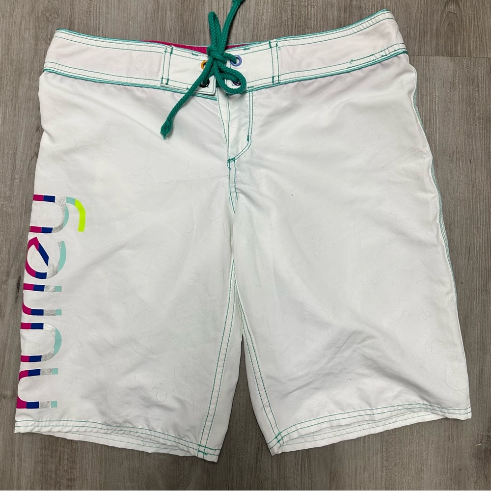 HURLEY Women’s White Lace Up Beach Shorts 7